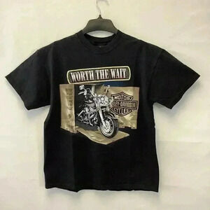 Harley Davidson Motorcycle Size L Bike Black T-Shirt Milwaukee Biker Motorcycle